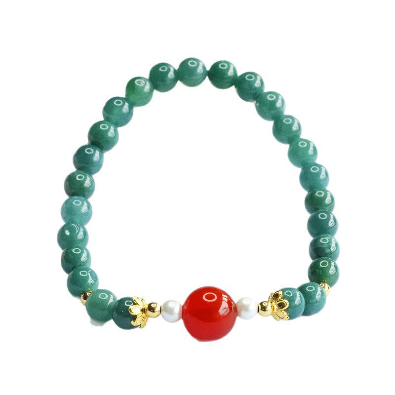 Blue Water Jadeite Agate 6 mm Beaded Bracelet