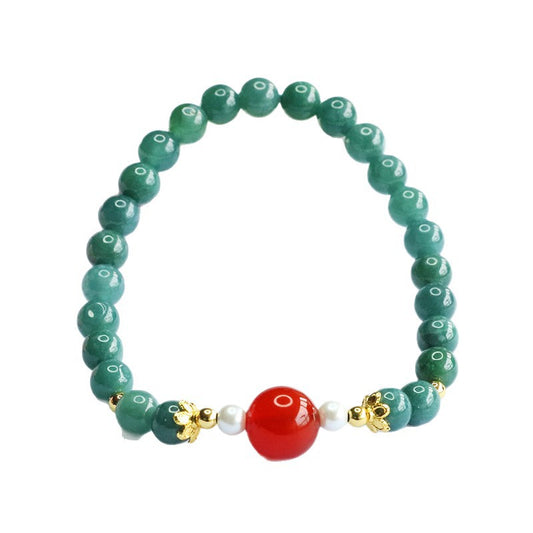 Blue Water Jadeite Agate 6 mm Beaded Bracelet