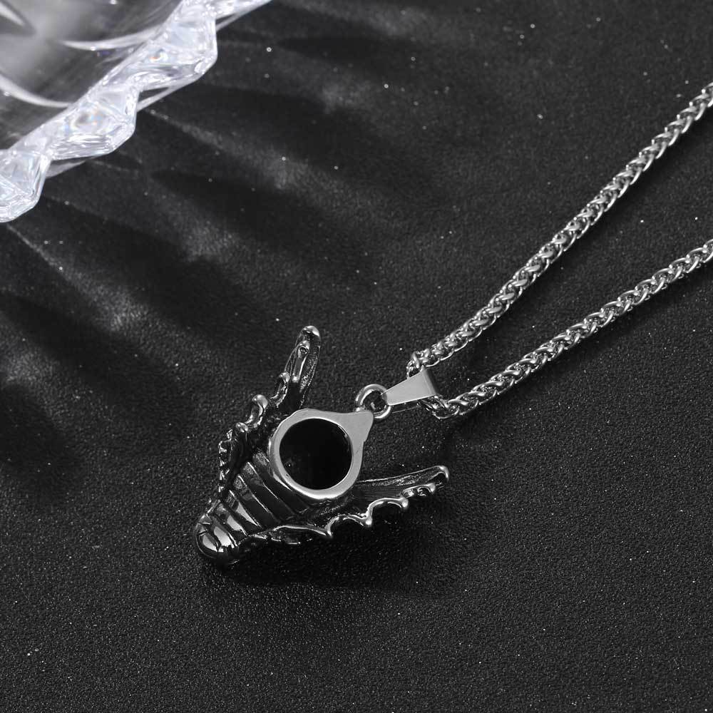 Customizable Retro Dragon Men's Pendant Necklace in Stainless Steel