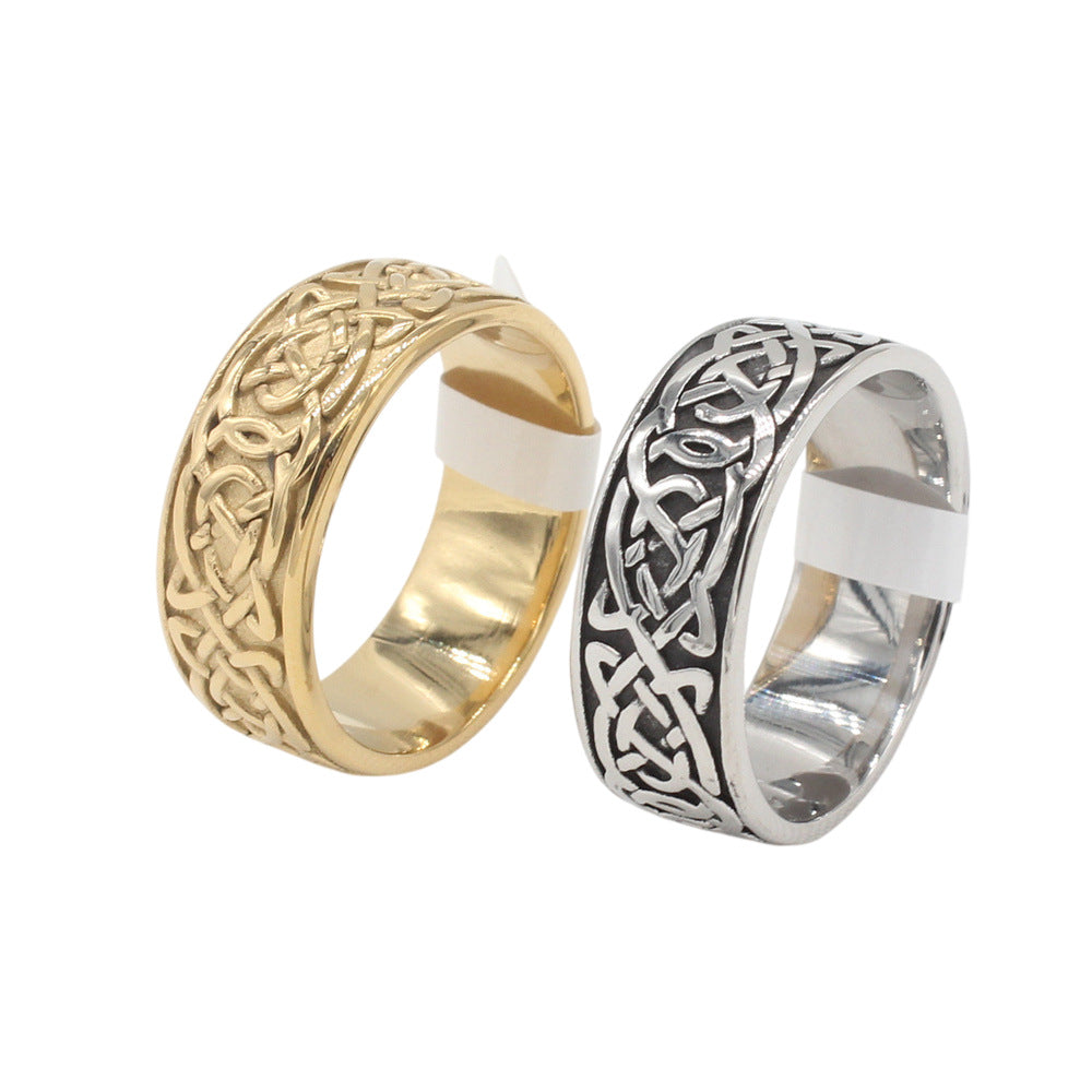 Viking Pattern Ring Titanium Steel Unisex Durable Nordic Totem Design By Planderful For Men And Women