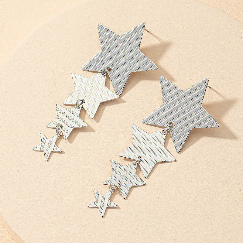 Exaggerated Fashion Metal Star Earrings - Wholesale Pair for Women's Cross-Border Style
