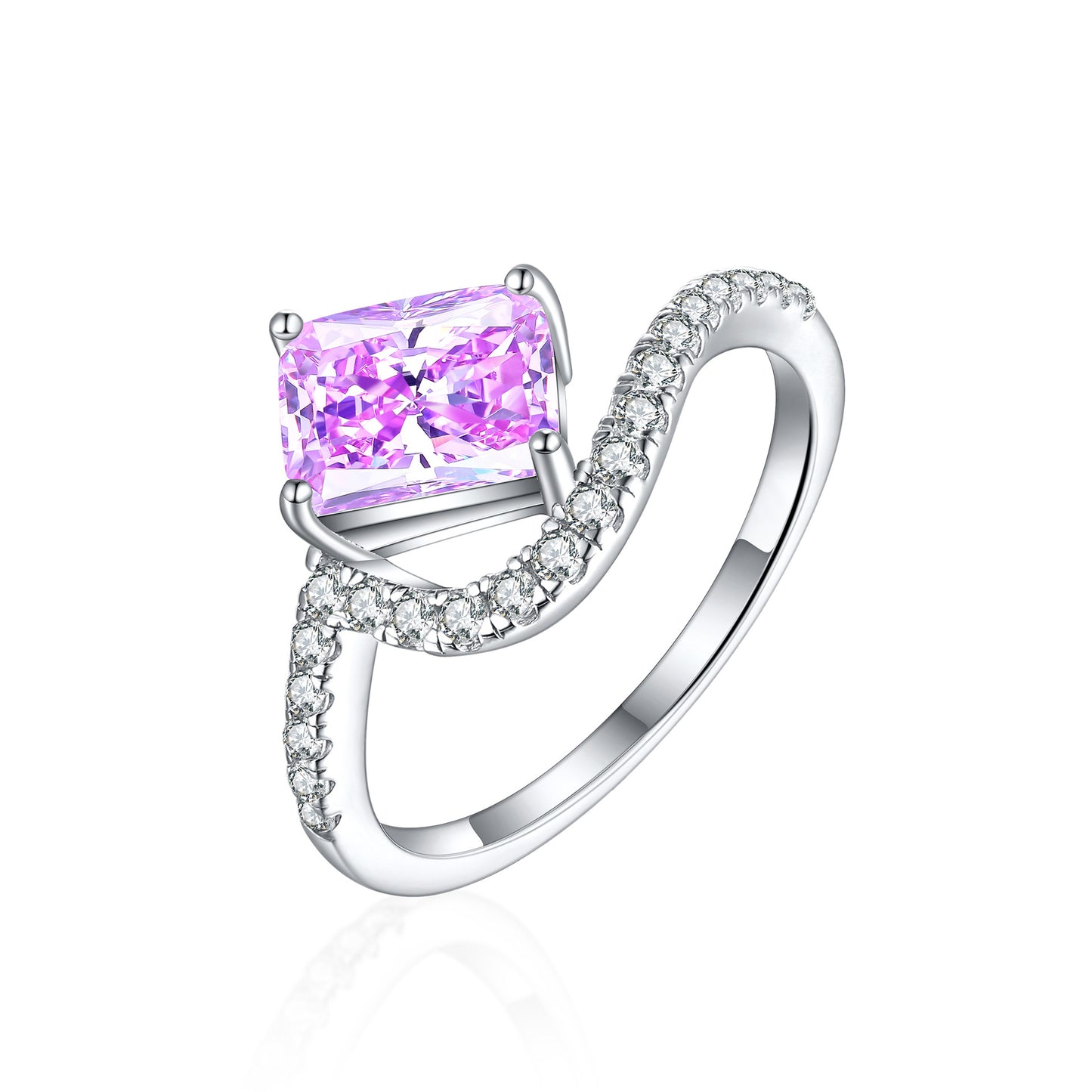 925 Sterling Silver 1.5ct Flame Ice Flower Cut Square Diamond Ring Women's Luxury Color Treasure