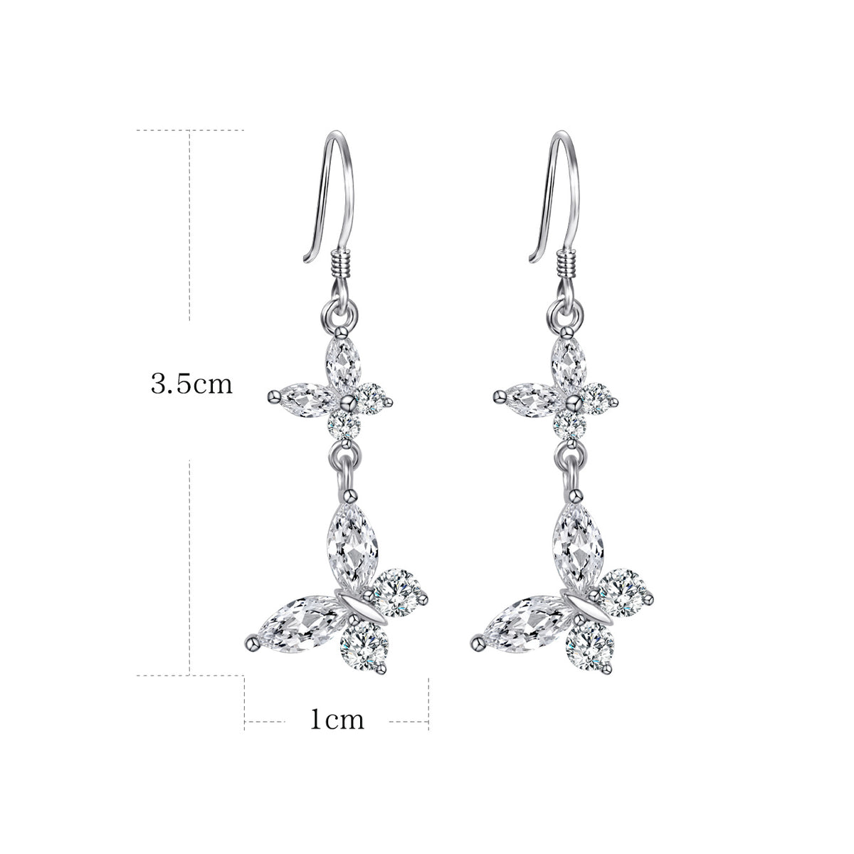 Butterfly Zirconium 925 Sterling Silver Earrings