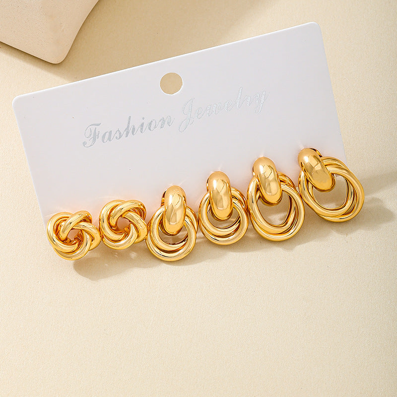 Planderful Vienna Verve Earrings Set – Stylish Retro Geometric Design