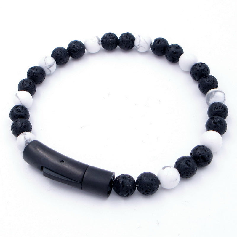Bracelet – Tiger's Eye Stone Turquoise Magnetic Buckle Titanium Steel Men's Beaded