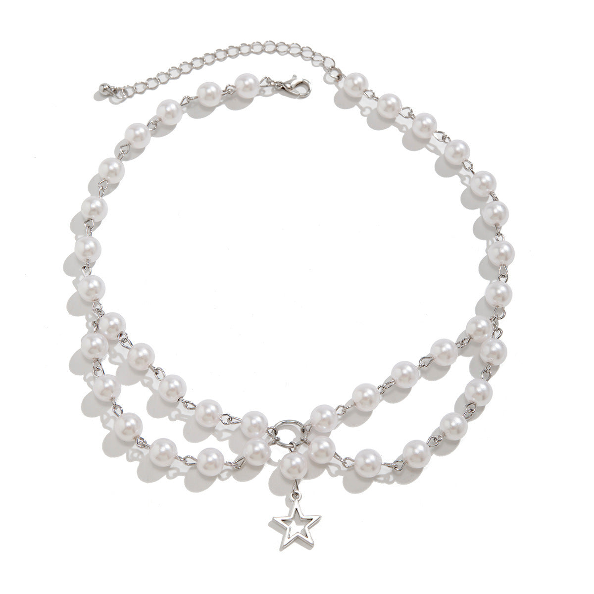 Cross-border Spice Girl Star Sweet Choker Necklace with Imitation Pearls and Metal Beads