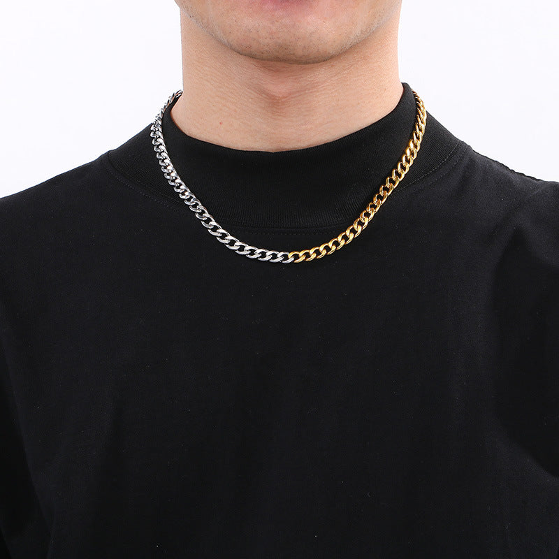 Hip Hop Stainless Steel Gold Silver NK Chain Bracelet Set