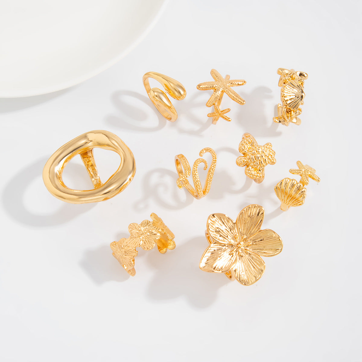 Sea Turtle Open Ring Set With Geometric Starfish Accents By Planderful Vienna Verve For Ocean Lovers