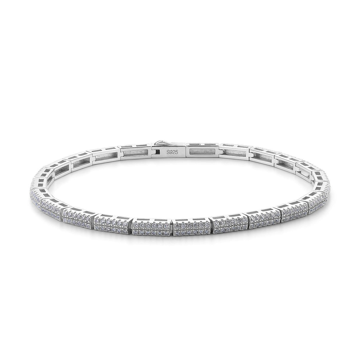 S925 Sterling Silver Moissanite Tennis Pavé Bracelet
