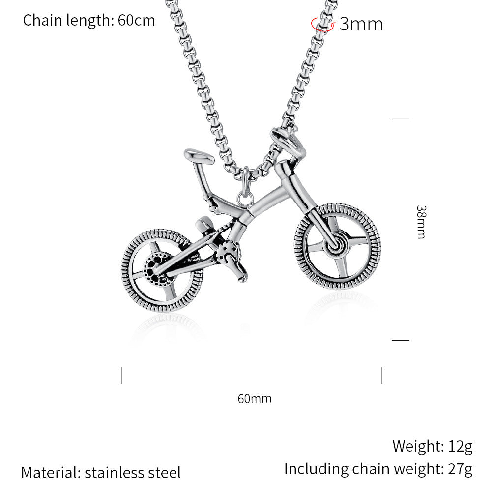 Bicycle Pendant Necklace For Fashion Lovers Timeless Retro Design Steel Jewelry Planderful Everyday Genie Niche Accessory