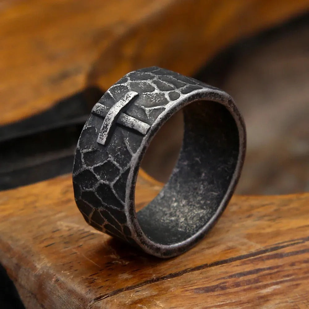 Punk Cross Viking Stainless Steel Men's Ring