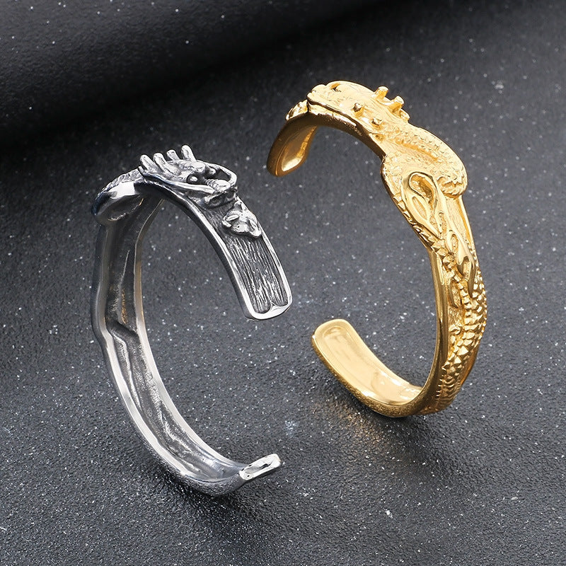 Planderful Dragon Zodiac Bracelet For Men Titanium Steel
