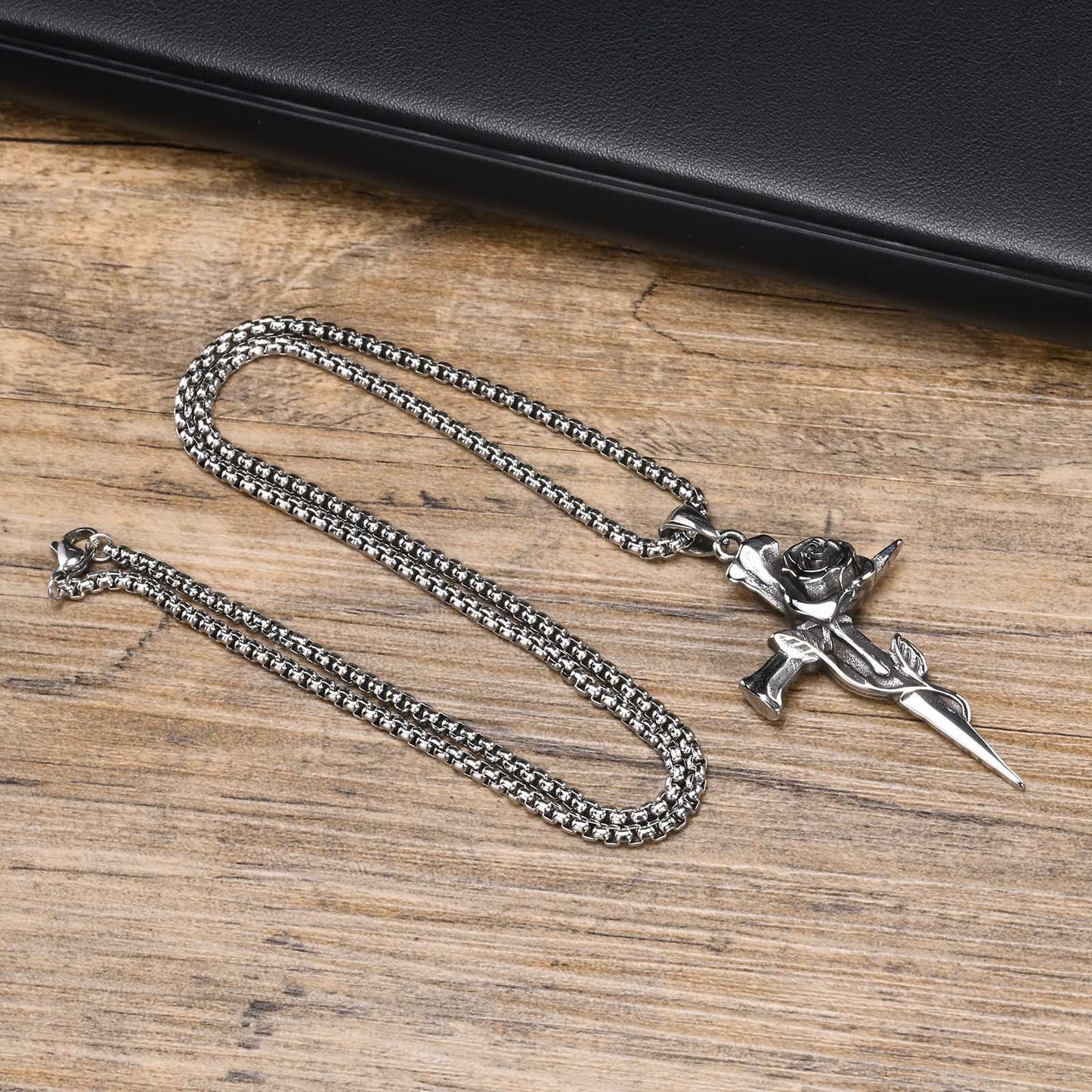 Stainless Steel Cross Necklace For Men Planderful Everyday Genie Rose Vintage Pendant