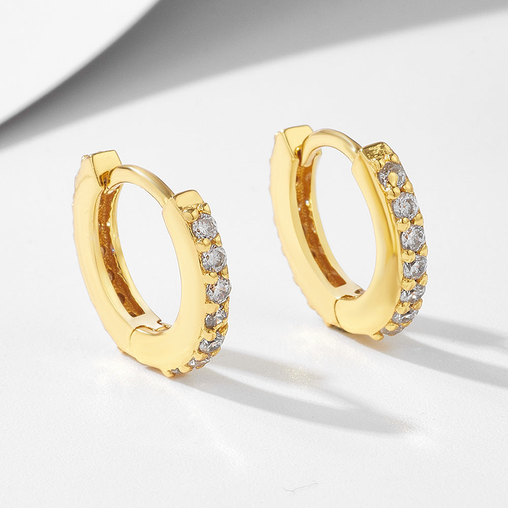 Planderful S925 Sterling Silver Zircon Hoop Earrings For Everyday Women MicroInlaid Round Design