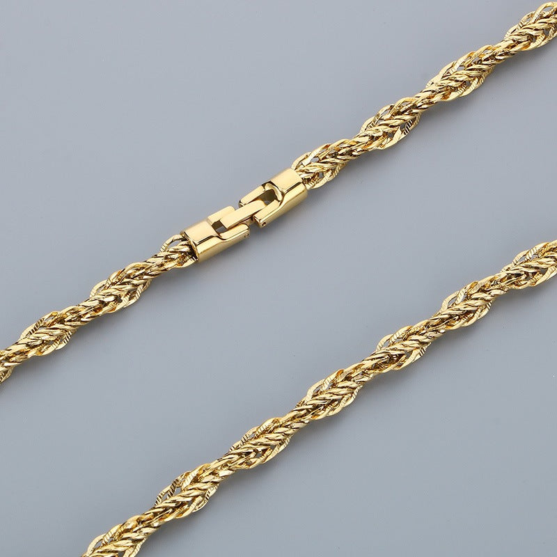 Hip-Hop Design Buckle Twist Cord Chain Men's Stainless Steel Twisted Chain Accessory For Necklace