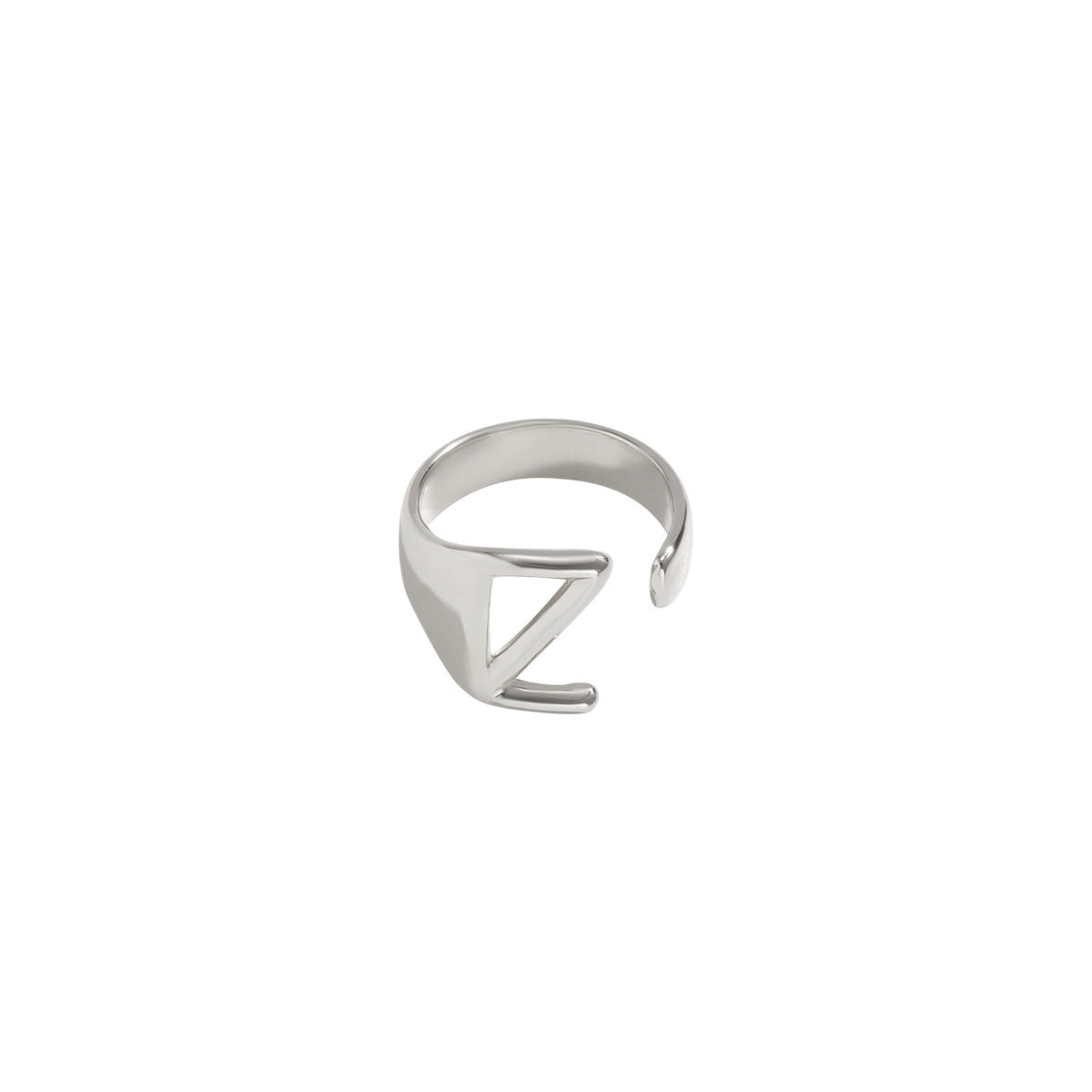 Geometric Letter Ring with Hollow Design - Adjustable Alloy Material Statement Jewelry