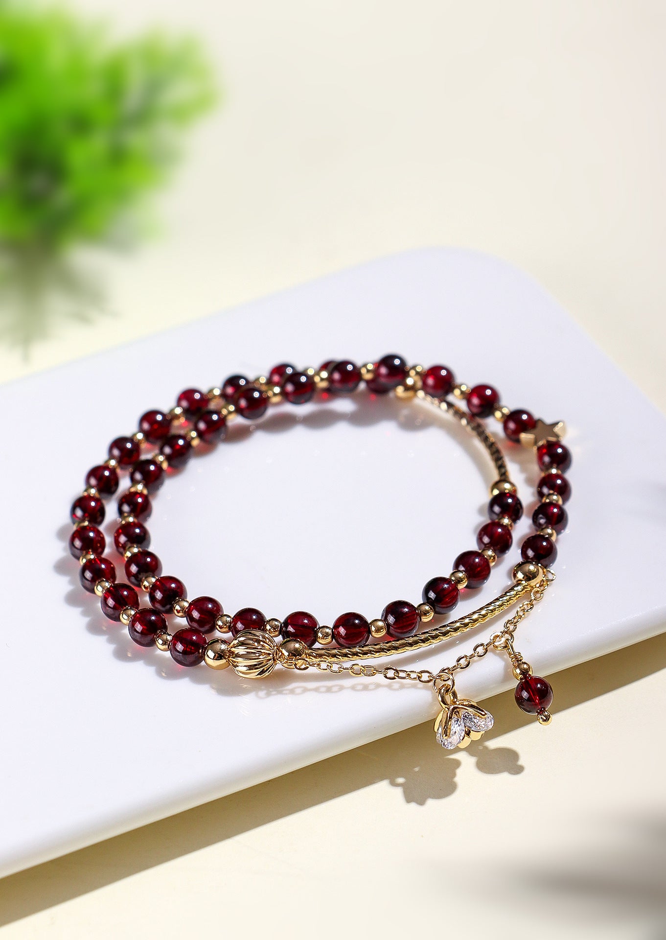 Planderful Fortune's Favor Bracelet – Elegant Garnet and Lapis Lazuli Design