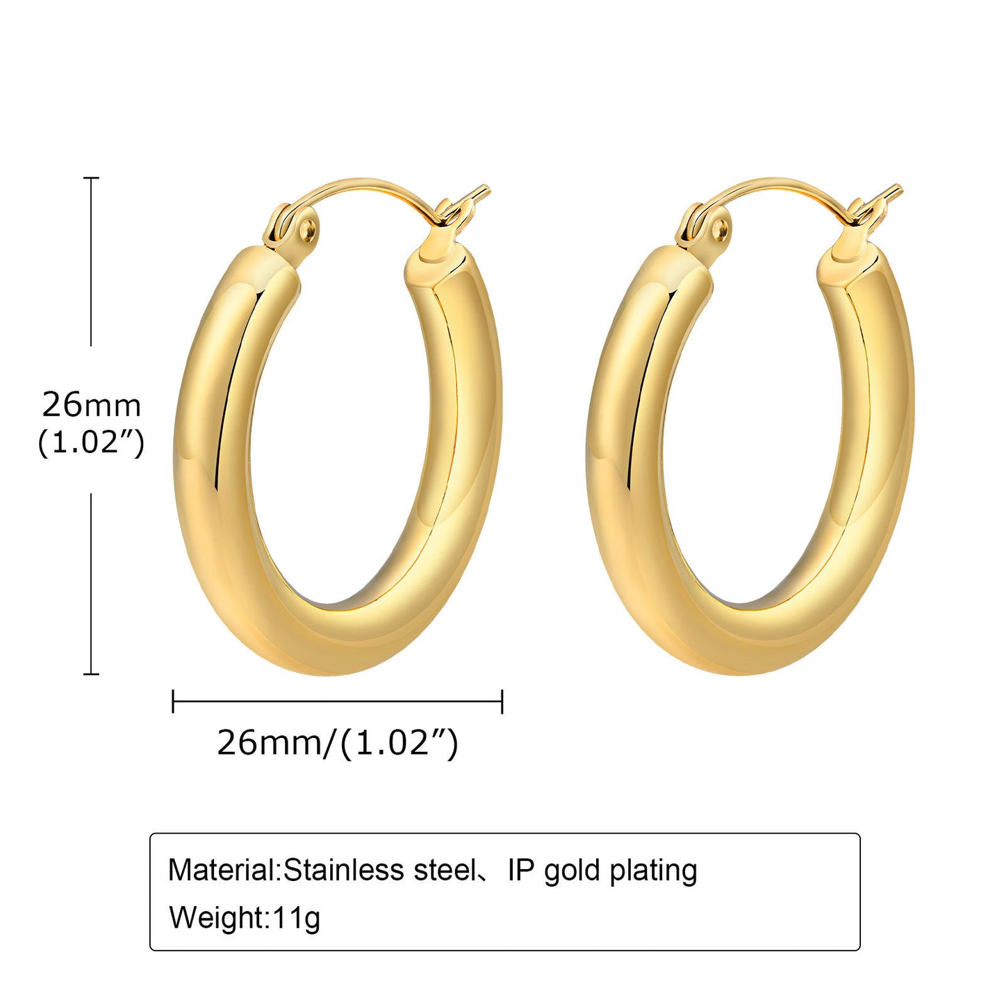Stainless Steel Cross-Border Fashion Women's Gold Tube Earrings