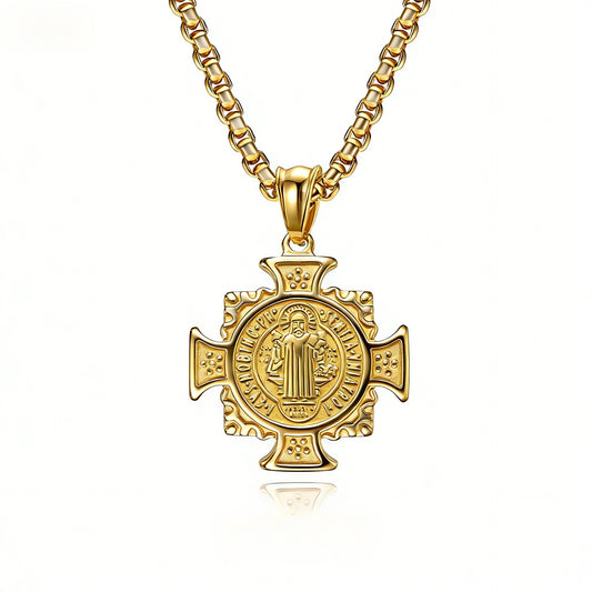 Planderful St Benedict Exorcist Necklace Titanium Steel Non Fading Pendant For Everyday Gothic Fashion