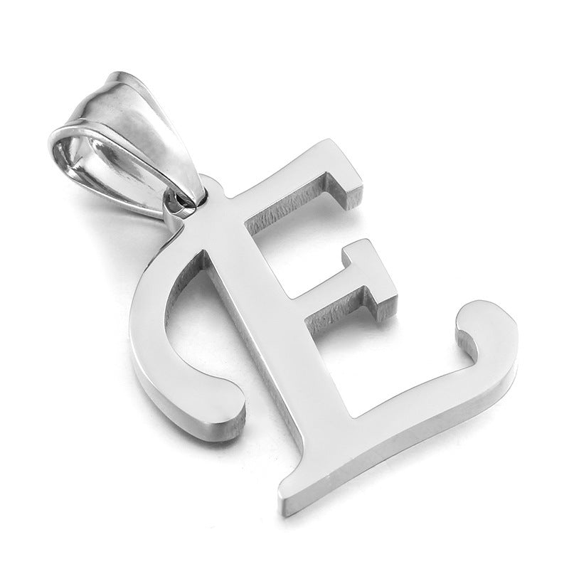 Men's And Women's Letter Pendants, Stainless Steel Glossy 26-Letter Titanium Steel Necklace