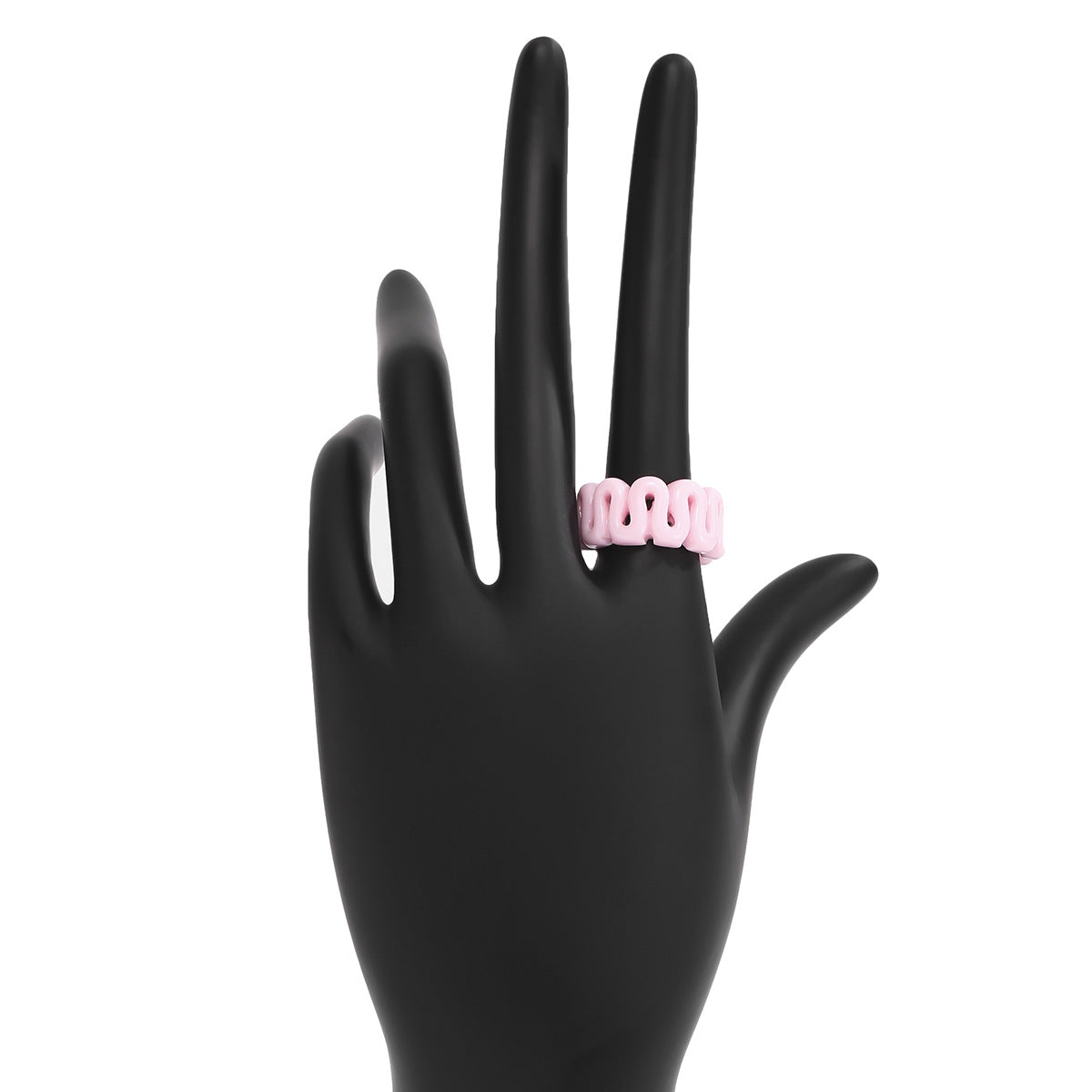 Sweet Cool Wave Geometric Ring and Simple Bracelet Set with Creative Pastoral Design