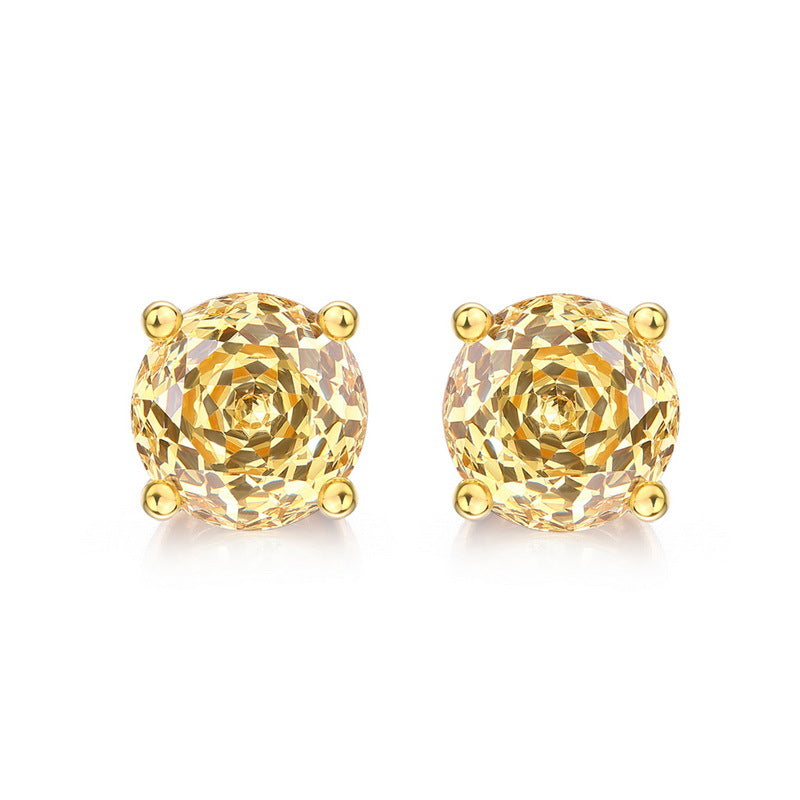 S925 Sterling Silver Zircon Rose Stud Earrings