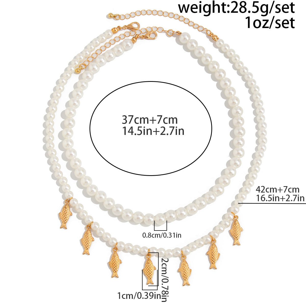 Coastal Fish & Pearl-Style Layered Necklace