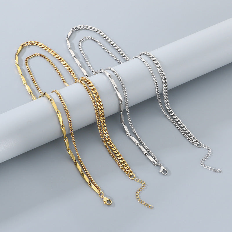 Planderful Layered Cuban Necklace for Men Double Chain Sturdy