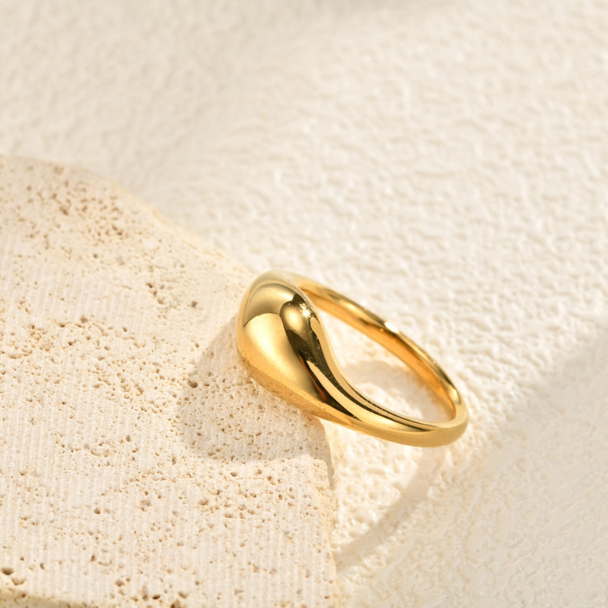 Hot Selling Stainless Steel Minimal Irregular Flow Glossy Stacked Ring