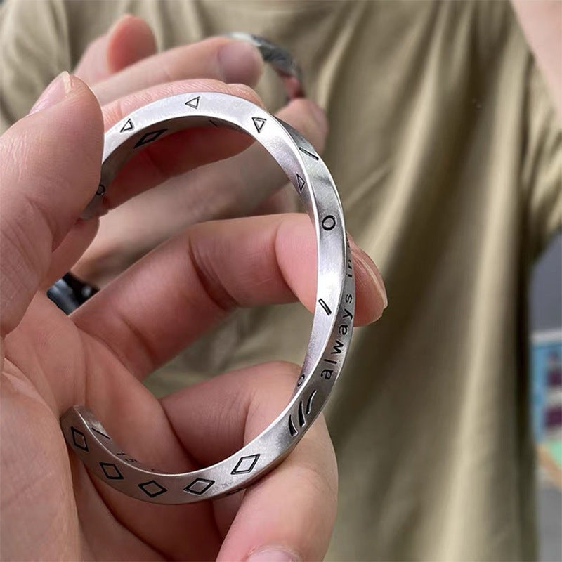 Planderful Jewelry Mobius Ring Bracelet For Men Titanium Steel Modern Hip Hop Style