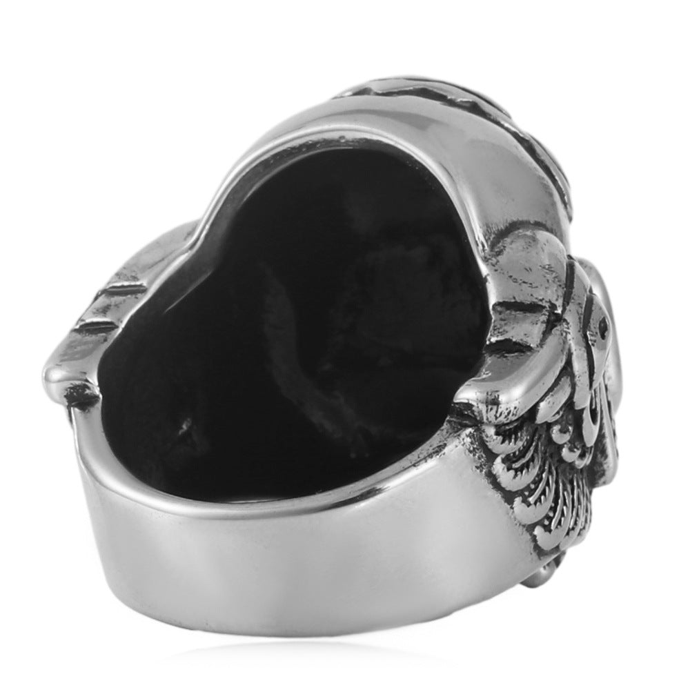 Planderful Titanium Skull Ring for Men Unisex Punk Fashion with Multi Colored Stones Durable Statement Jewelry