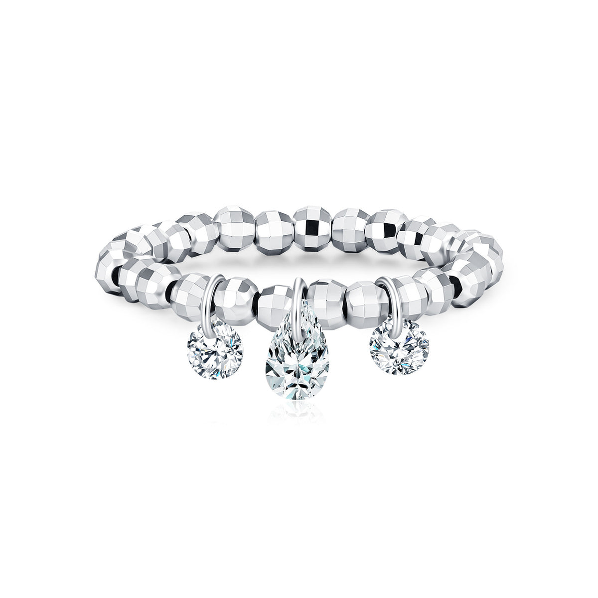 S925 Sterling Silver Adjustable Sparkle Moissanite Ring