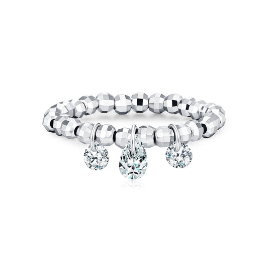 S925 Sterling Silver Adjustable Sparkle Moissanite Ring