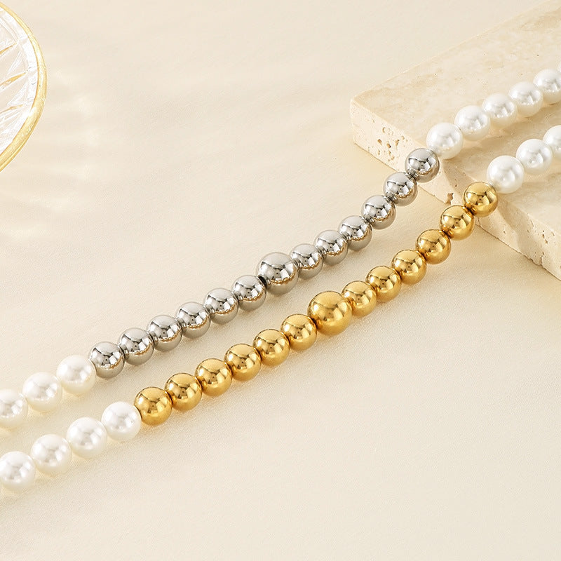 French Light Imitation Pearl Spell Round Bead Commuting Gentle Girl Versatile Necklace Collarbone