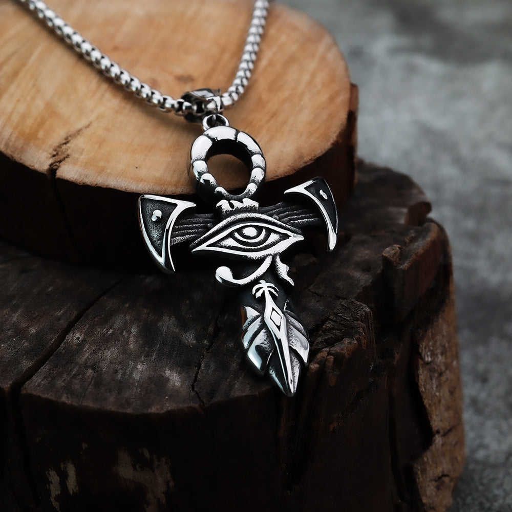Cross-Border New Product Pendant Personalized Eye of Horus Anka Cross Men's Pendant