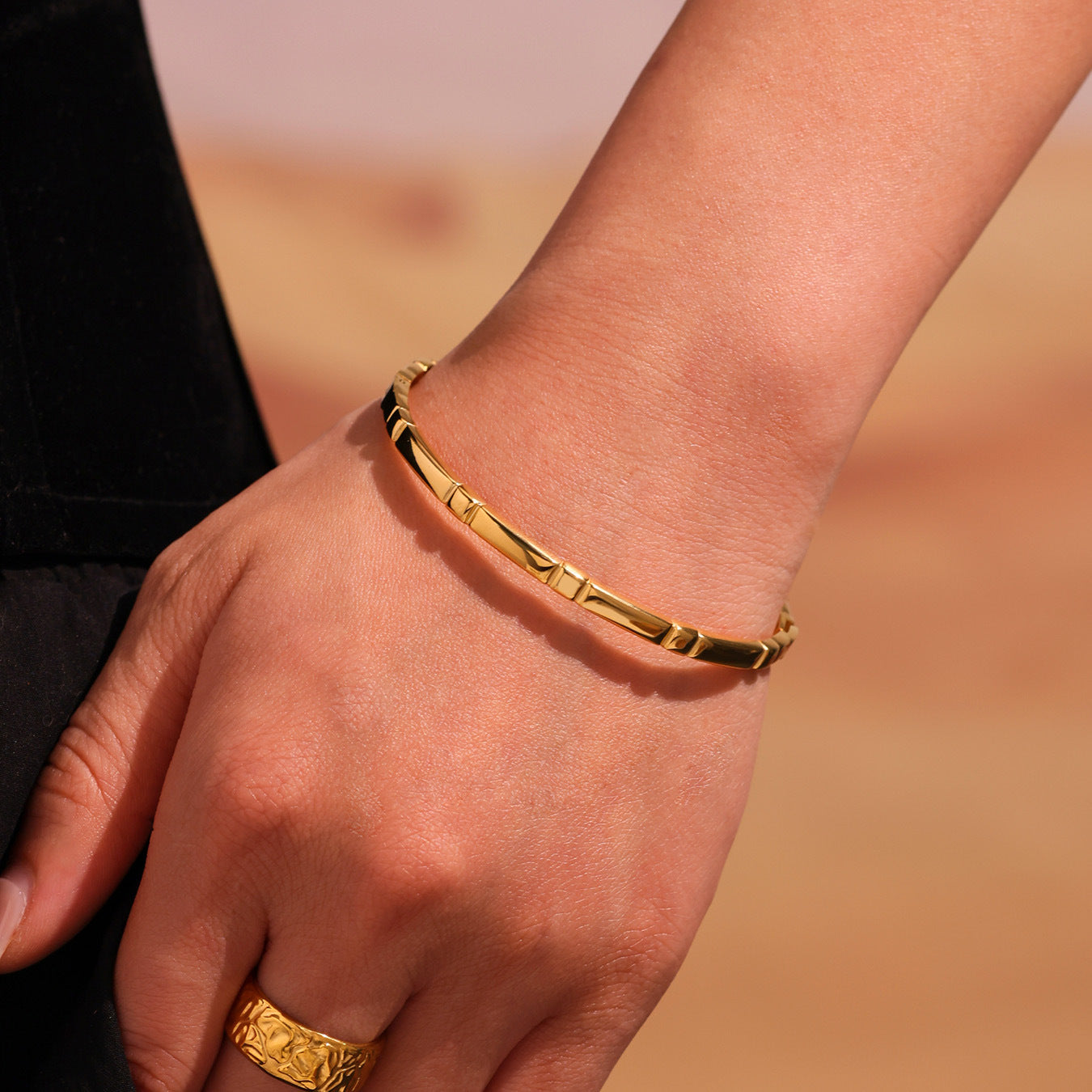Planderful Ring Buckle Gold Tone Steel Bracelet Women