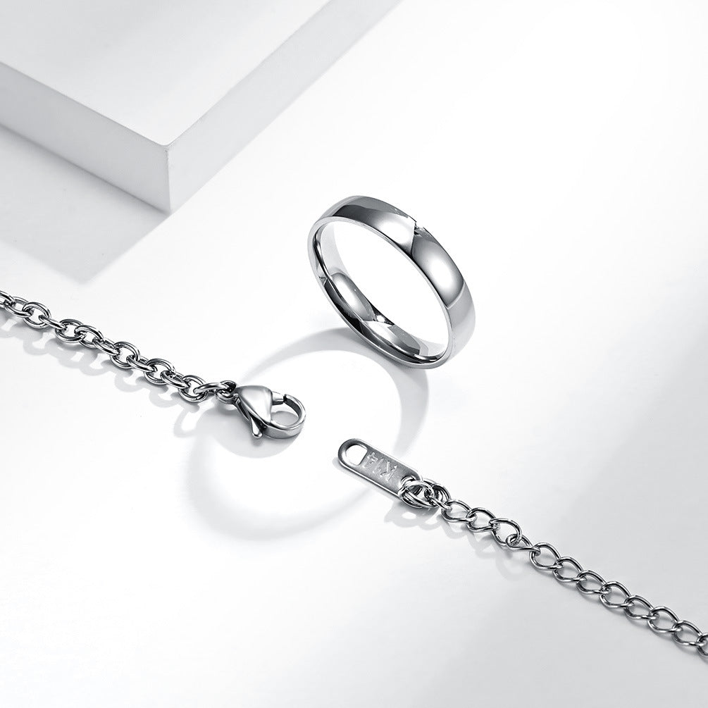 Simple Curved Silver Cold Wind Necklace Ring Pendant Jewelry