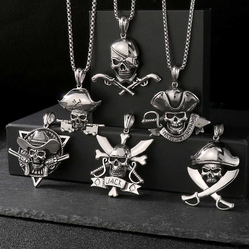 Peripheral Film And Television Naval Style Pendant, Punk Rock Retro Stainless Steel Jack Necklace