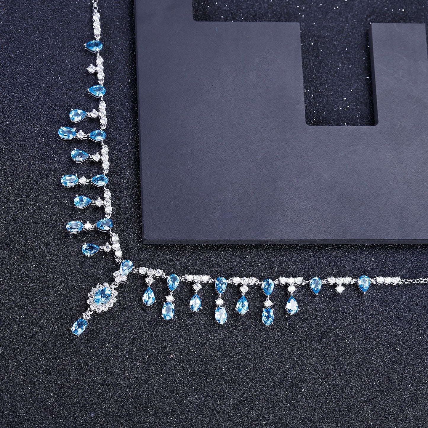 Banquet Jewelry Natural Gemstones Short Tassels Silver Necklace