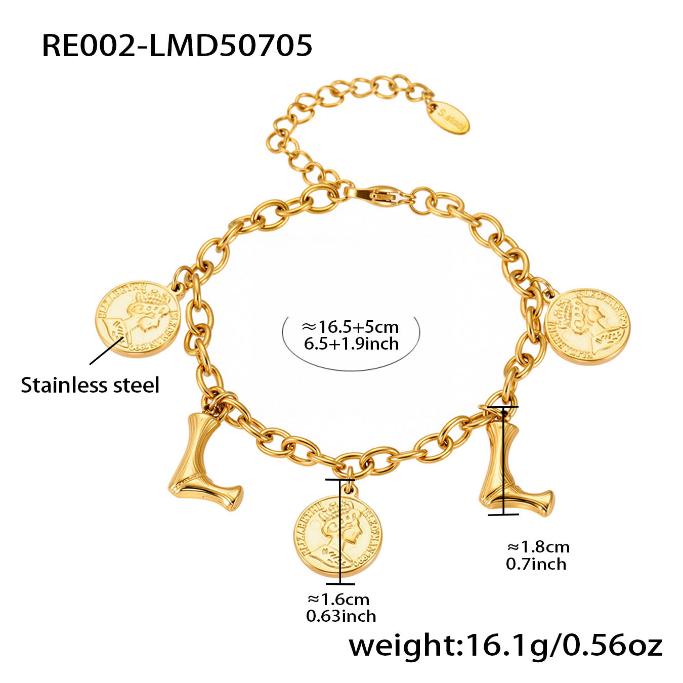 Planderful 26 Letters Queen Elizabeth Luxury Bracelet Women