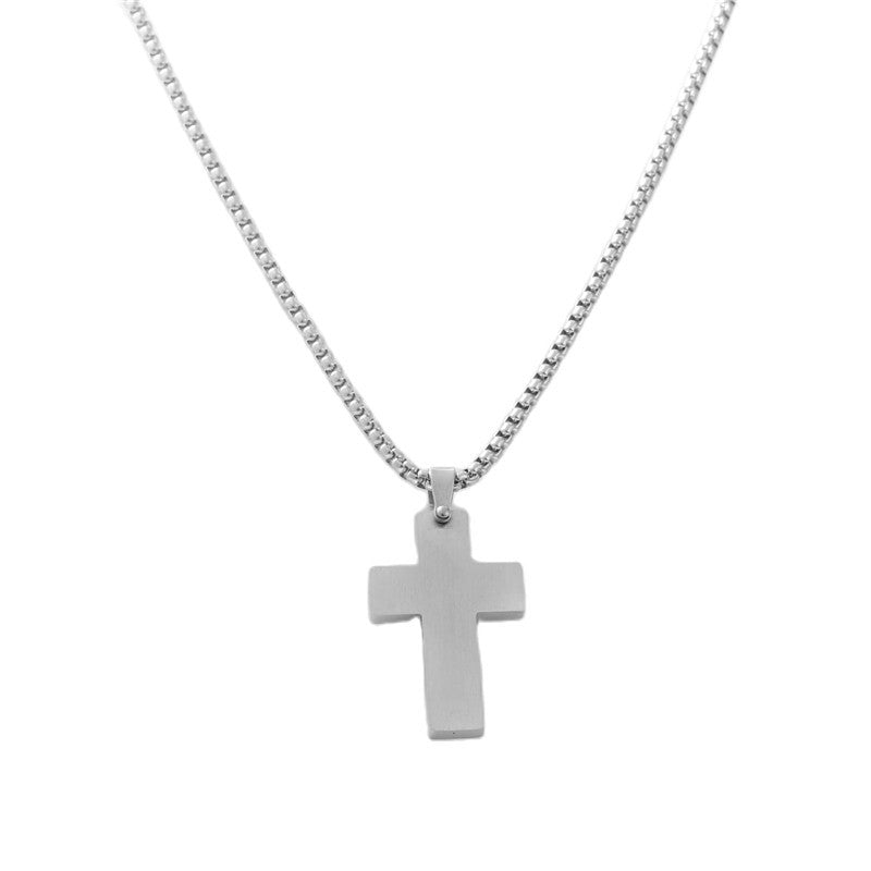 Stylish Titanium Steel Cross Pendant Necklace for Men - Personalized Retro Design