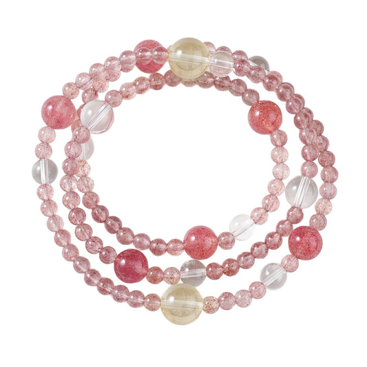 Strawberry Quartz Citrine Crystal Multi-Wrap Bracelet
