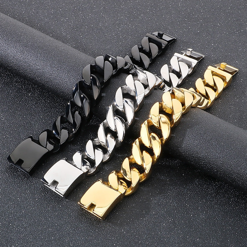 Planderful Cuban Chain Titanium Mens Bracelet Stylish