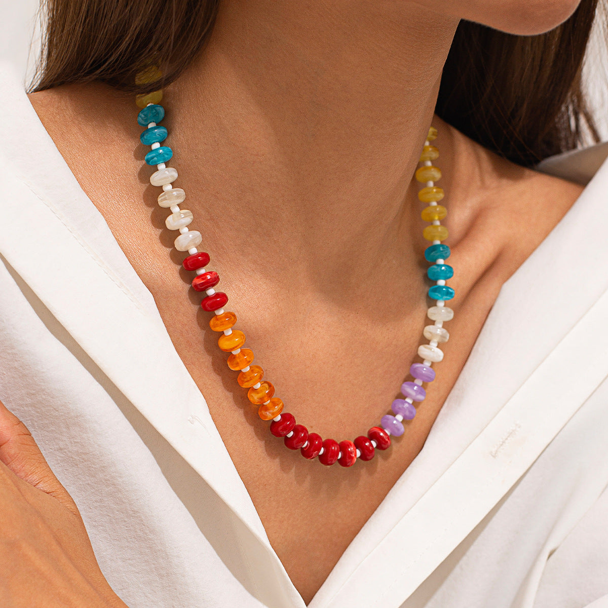 Rainbow Acrylic Beaded Necklace Collection