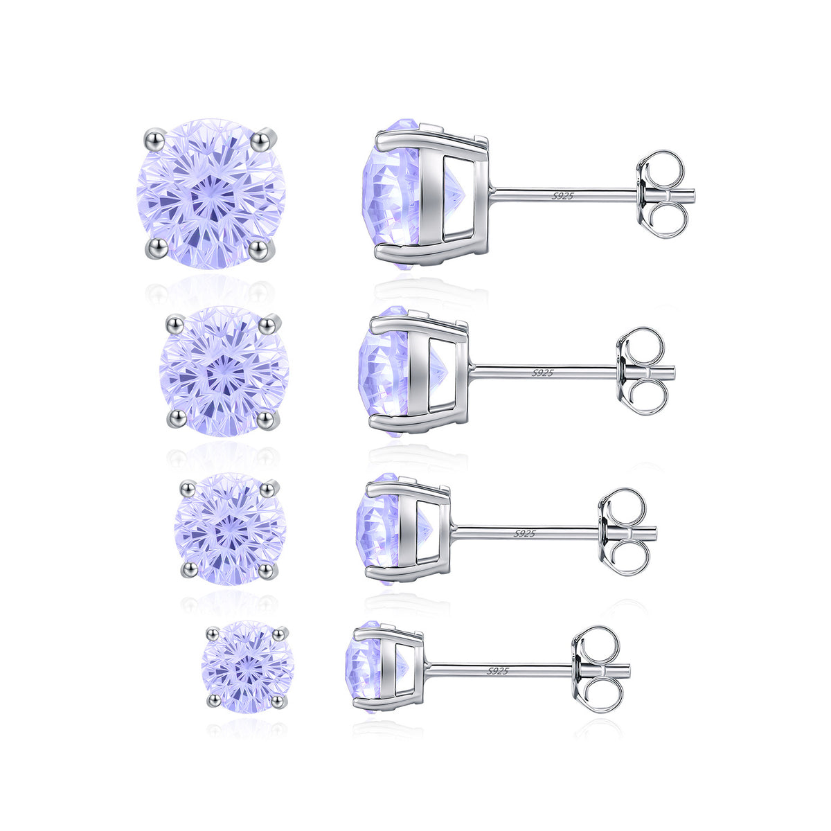 925 Sterling Silver Lavender Fireworks-Cut Earrings