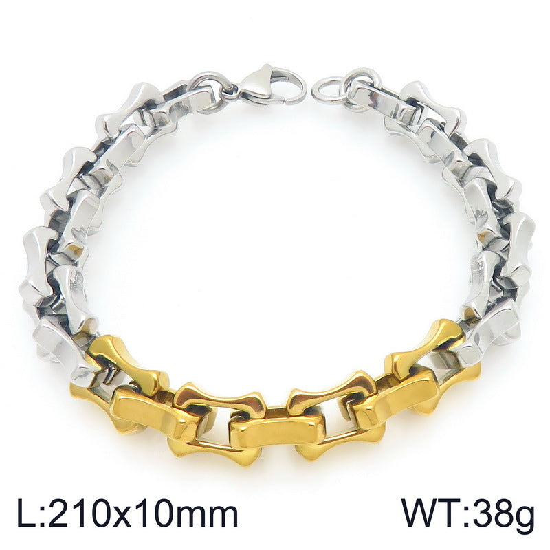 Diy – Two-Color Layered Chain Bamboo Chain Titanium Steel Men's Bracelet