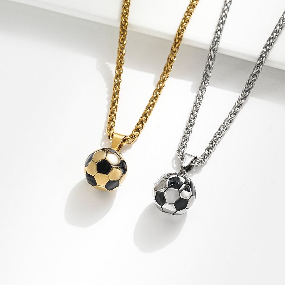Planderful Football Necklace Stainless Steel Unisex World Cup Pendant Gift For Him Her