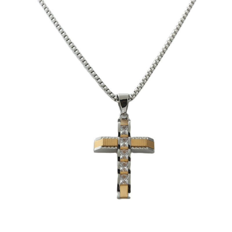 Personalized Retro Titanium Steel Cross Pendant Necklace for Men - Trendy Everyday Accessory
