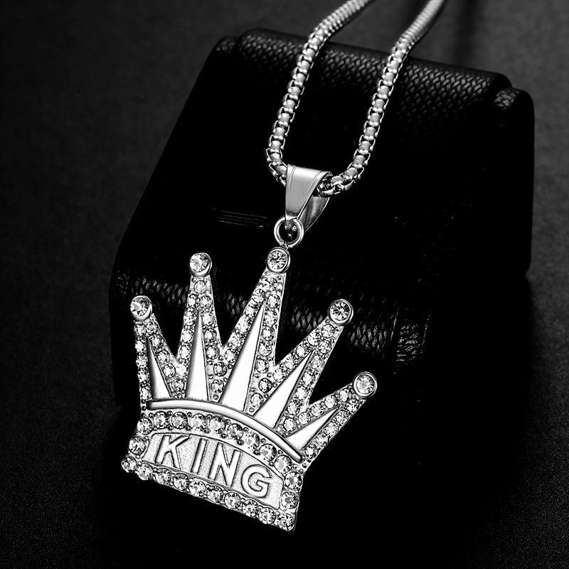 Zircon Necklace - Statement Crown Pendant