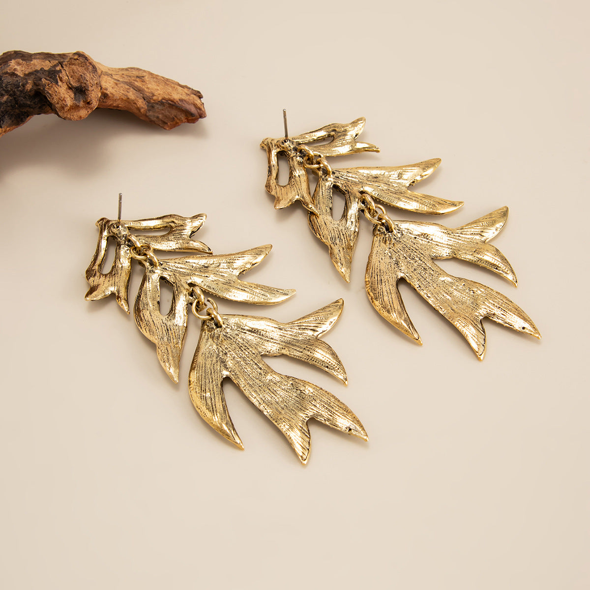Planderful Leaf Tassel Zircon Earrings Exaggerated Retro Medieval Style Vintage Statement Jewelry For Women